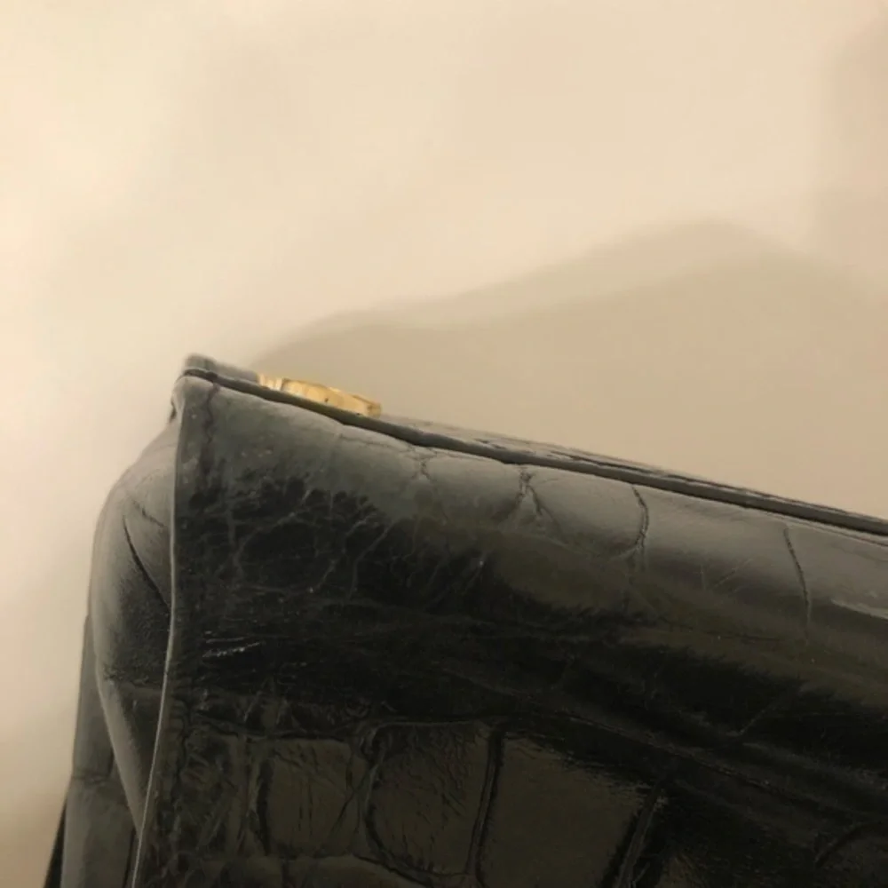 MICHAEL KORS black embossed leather tote bag